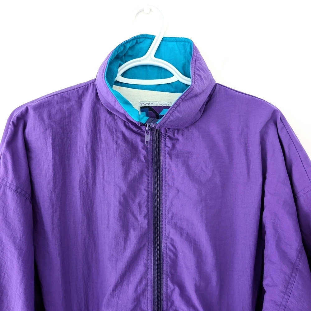 Vintage TYR Retro Sportswear Tracksuit Purple / Turquoise Jacket ~ Size Small - Picture 3 of 10